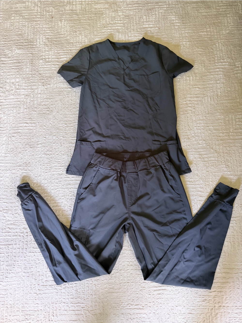 Dark Gray Jogger Two-Piece Scrub Set - Top & Pants